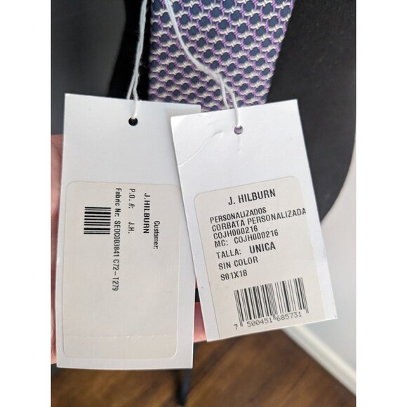 *3 for $12* NWT J. Hilburn Navy and Purple Circle Chain 100%‎ Silk Tie - Picture 4 of 6
